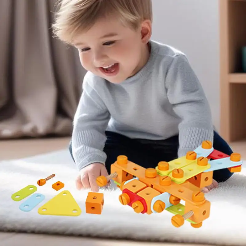 Kids Play Carpenter Set Wooden Bench Play Set Educational Pretend Construction Toy STEM Nut Disassembly Toys With Blocks