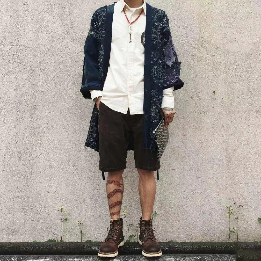 New Arrival VISVIM 23SS FLUXUS03 Nakamura Japanese Casual Loose Splash Corduroy Shorts Men Short Jeans