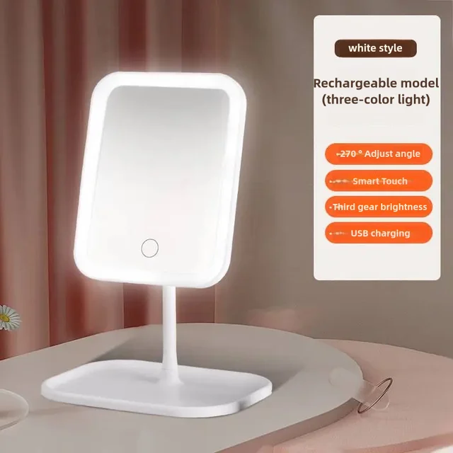 Illuminez votre beauté: Miroir cosmétique LED avec fonctions intensité variable, rotation et mémoire, miroir cosmétique USB avec monoch 3