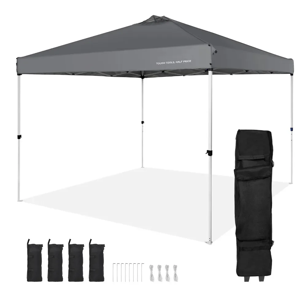 Pop Up Canopy Tent, 10 x 10 ft,  with Portable Roller Bag and 4 Sandbags, Waterproof and Sun Shelter Gazebo