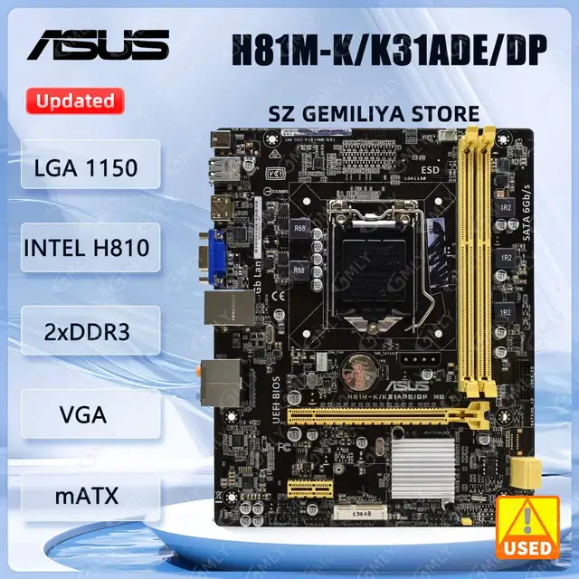 K ASUS H81M-K DDR3 USB3.0 ATX LGA1150 Motherboard W/ Intel i3
