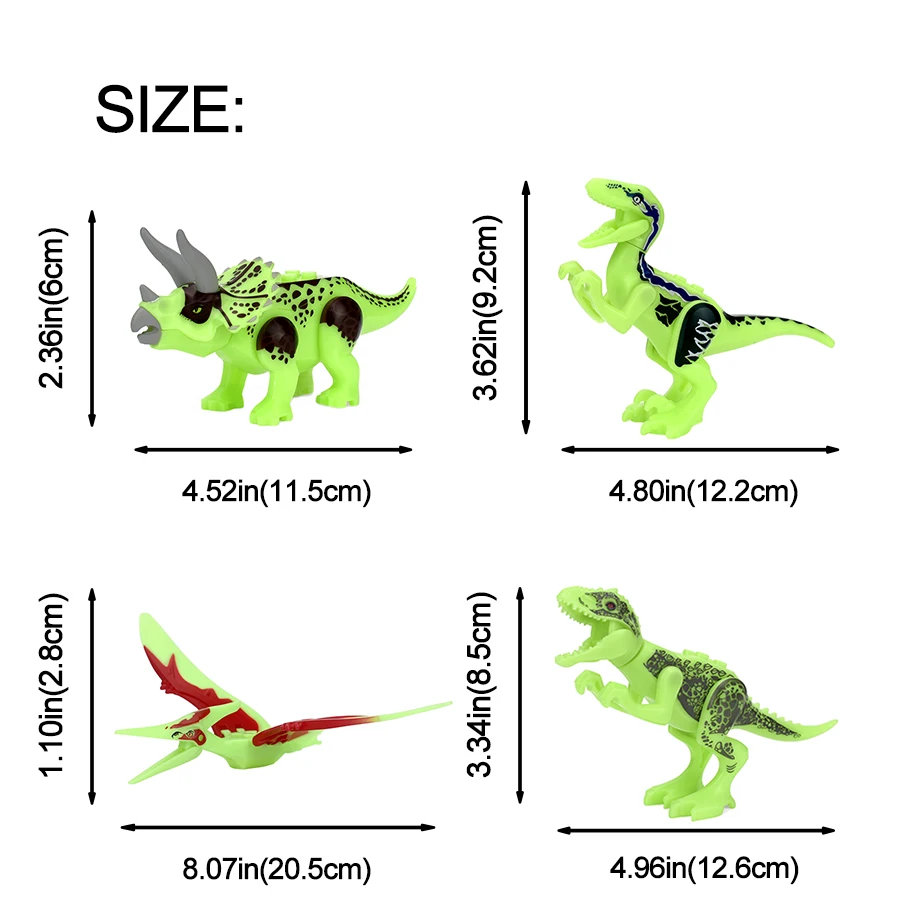 Luminous Dinosaur Toys for Children Jurassic Tyrannosaurus Glow in the Dark Building Blocks Educational Toy Gift Home Decoration