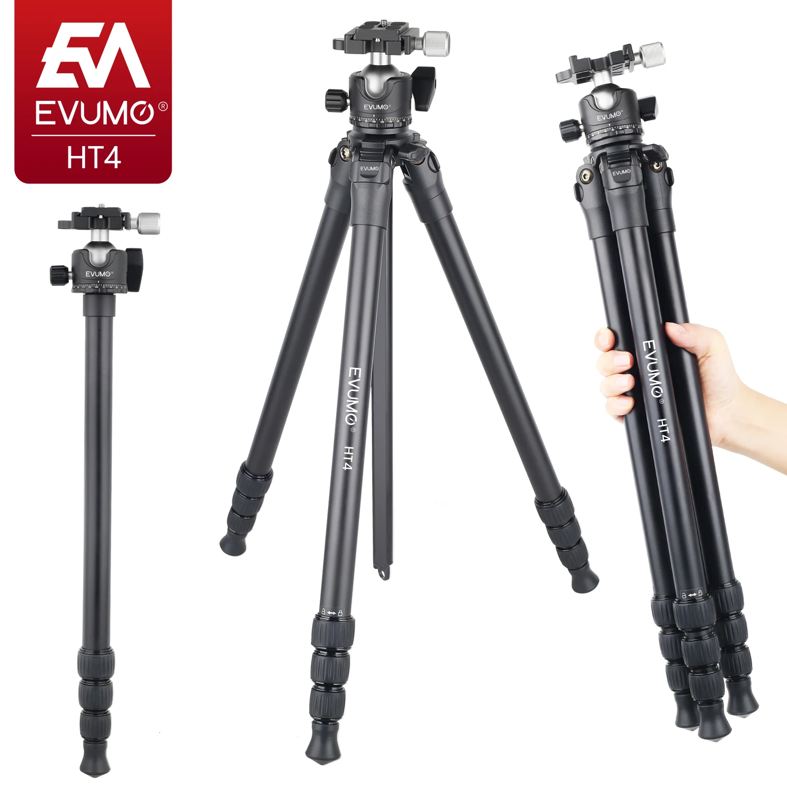 

EVUMO 65 ''штатив для камеры портативный компактный алюминиевый монопод для телефона с нагрузкой 15 кг HT4 с панорамной шаровой головкой 36 мм