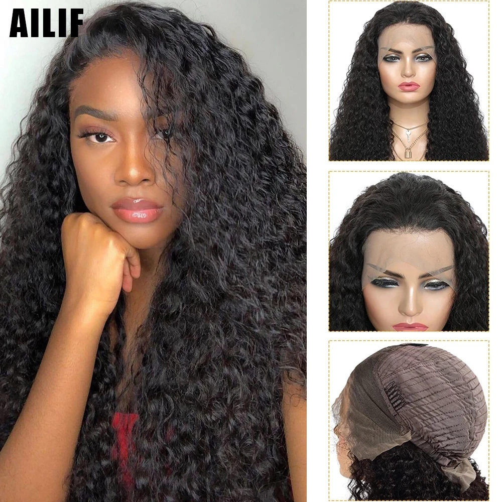 

13X4 Water Wave Lace Front Human Hair Wigs Brazilian Virgin Human Hair Lace Frontal Wig 150% Density Pre Plucked With Baby Hair