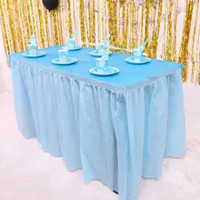 

Eye-catching Table Skirt Washable PEVA Decorative Waterproof Desk Dress Cover for Home