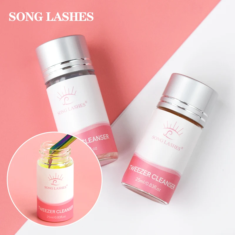 SongLash 25ml Eyelash Tweezers Cleanser Lash Glue Extension Supplies Sponge Eyelash Extension Cleaner Makeup Tools bottle professional eyelash glue remover liquid eyelash sponge cleanser makeup eyelashes extension tweezers cleaning c9k0