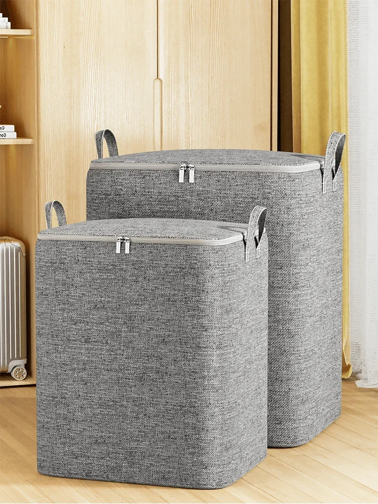 Large Clothing Quilt Storage Bag Home Closets Non-Woven Fabric Organizer Box Bedrooms Storager with Cover Handle 3