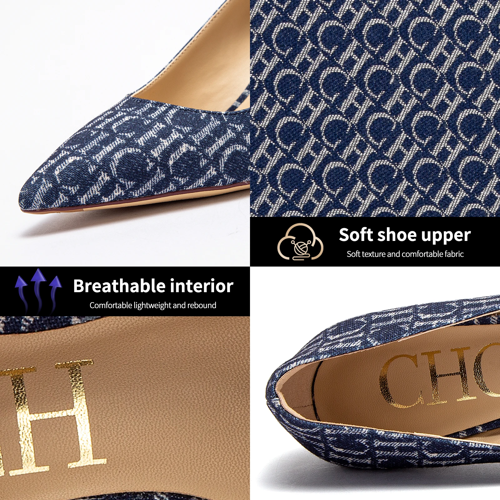 أحذية عمل مدببة من قماش CHCH للنساء ، كعب عالي ، ج...