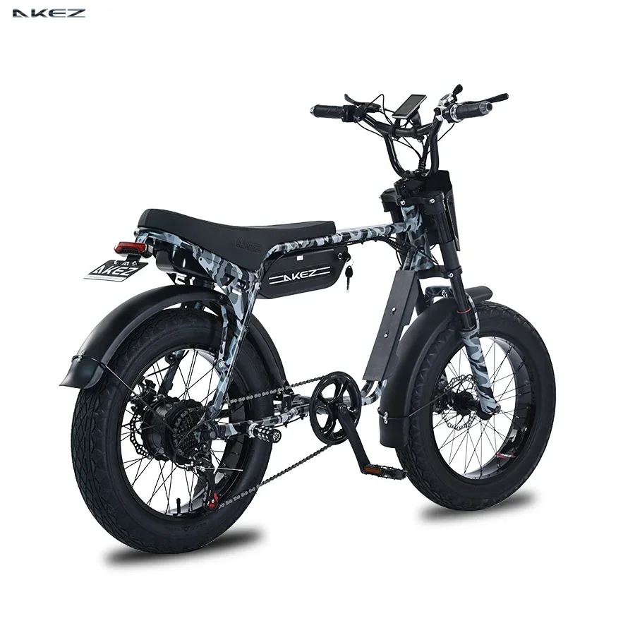 AKEZ ZX Electric Bike Adults 20" Fat Tire 750W Motor 48V 13AH Battery Ebike Electric City Mountain Bicycle Front Fork Suspension