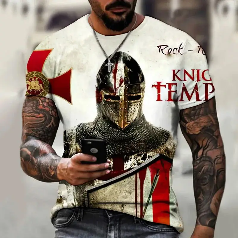 

Summer Fashion Templar 3D Printed Men's T-Shirt Street Harajuku Cross TShirt For Men Short Sleeve Oversized Tshirt Vintage Top