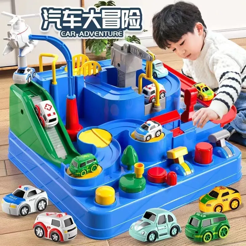 City Rescue Cartoon Car Race Track Big Adventure Puzzle Rail Coasting Magnetic Slot Toys Kids festival birthday Kid gift Toy free freight kids electric magnetic train set small locomotive harmony train suitable fit for wooden train rail track kids gifts