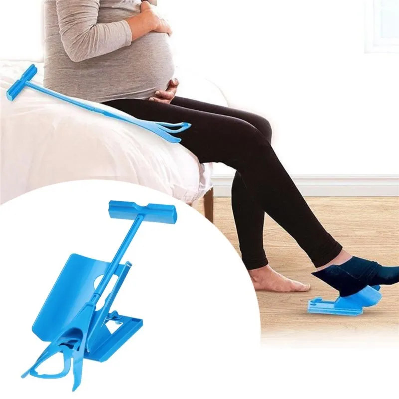 Flexible Sock Aid Kit Slider Easy On Off for Putting On Socks Stockings Sock Aide Device Blue Helper Kit Helps Put Socks Off sock aid kit