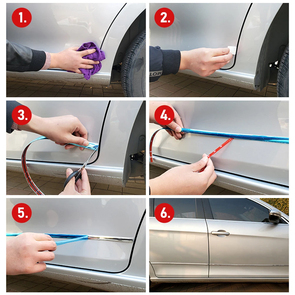 3M/5M Außen Auto Chrom Körper Streifen Stoßstange Auto Tür Schutz Form Styling Trim Aufkleber 6MM 8MM 10MM 12MM 15MM 20MM 30MM – Detail 9