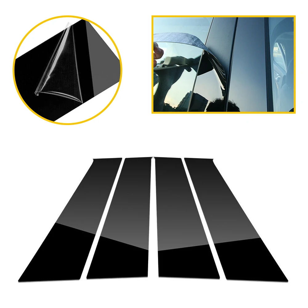 

4Pcs Door Window Polished Pillar Posts Covers Trim Fit For Dodge Ram 1500 2018 2017 2016 2015 2014 2013 2012 2011 2010 2009