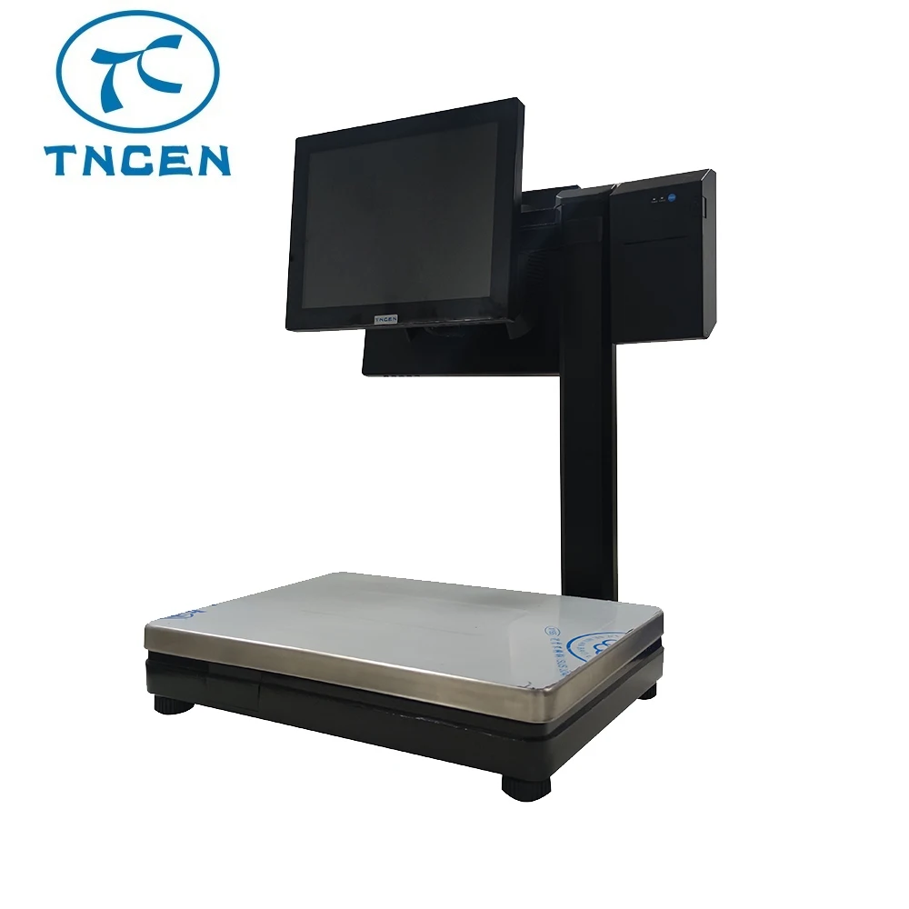 

POS Scale Scale All in One Cashier Weighing Machine Electronic Balance Scale Windows Dual Touch Screen PC Thermal Printing LED