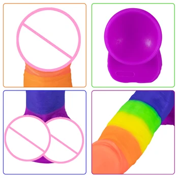 Rainbow Realistic Dildo Sex Toys for Women Masturbators Strap on Penis Toys for Adults 18 Sex Shop Lesbian Jelly Confetti Dildos 5