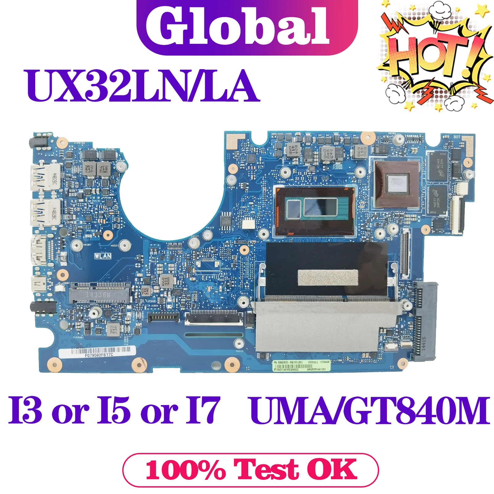

KEFU UX32LA-LN Mainboard For ASUS UX32LN UX32L UX32LA BX32LN BX32LA Laptop Motherboard I3 I5 I7-4th Gen UMA/GT840M 4G/RAM