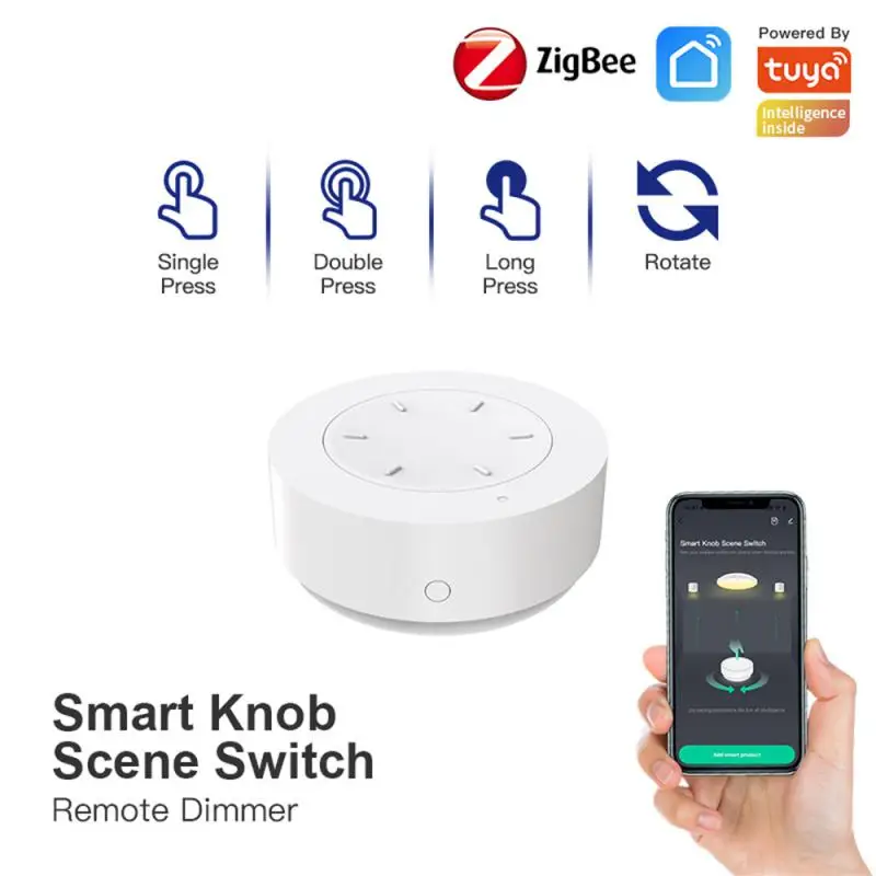

Tuya ZigBee Smart Knob Switch Wireless Scene Switch Button Controller Random Sticker Smart Home Dimming Scene Switch