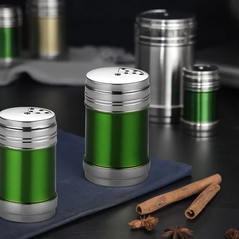 Stainless Steel Spice Jar Rotating Cover Barbecue Salt Sugar Bottle Shaker Pepper Seasoning Can Home Kitchen Seasoning Tools seasoning jar salt shaker spices bottle salt pepper shakers