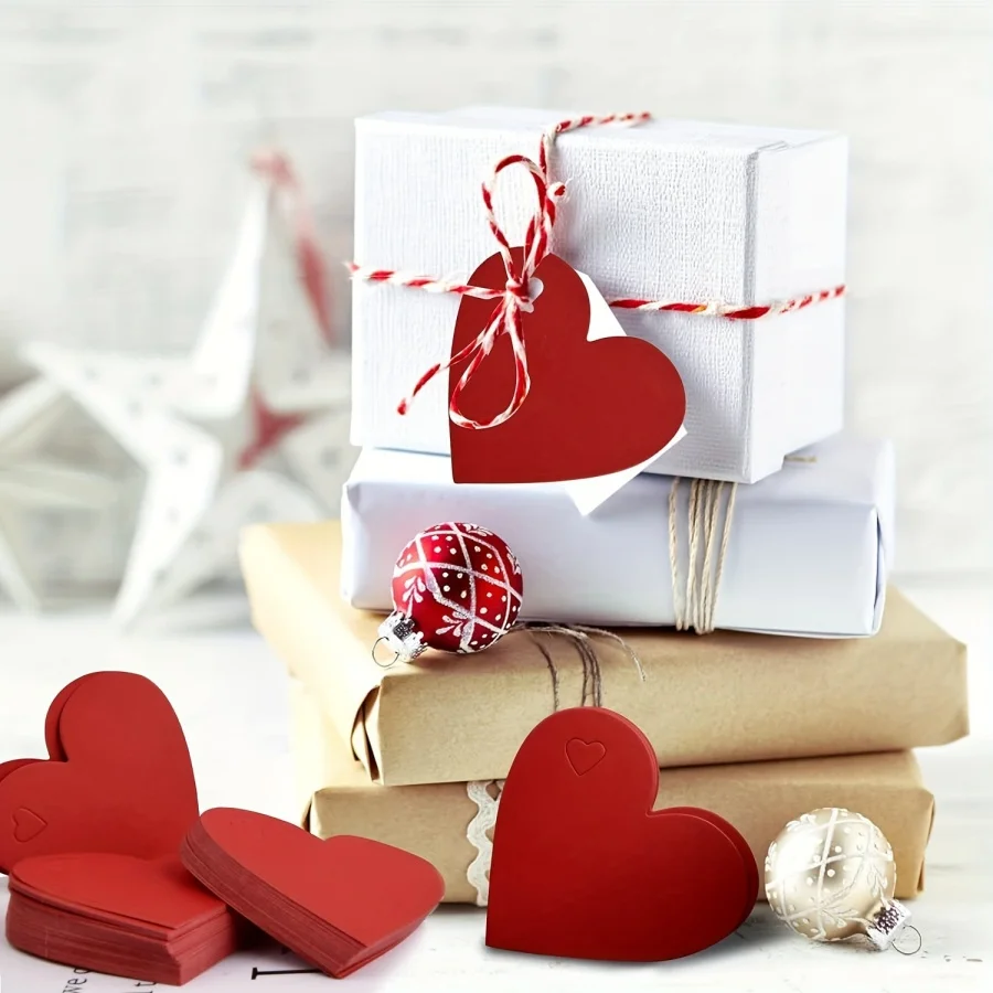 100pcs/pack Valentine's Day Love Tag Birthday Anniversary Heart Hole Tag Gift Bag Packaging Label Decoration Hanging party photo props halloween decoration props wooden ornament