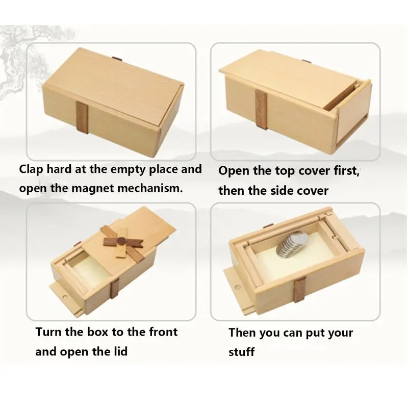 Puzzle Gift Case Box with Secret Compartments Wooden Money Box to Challenge Puzzles Brain Teasers for Adults Kids 4
