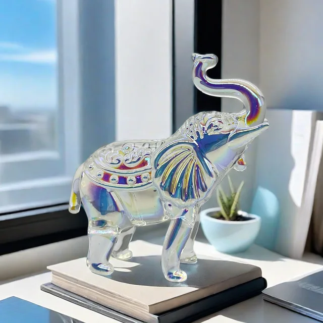 Statue d'éléphant en cristal transparent pour la décoration de la maison, artisanat, style étagère, salon, bureau, armoire 4