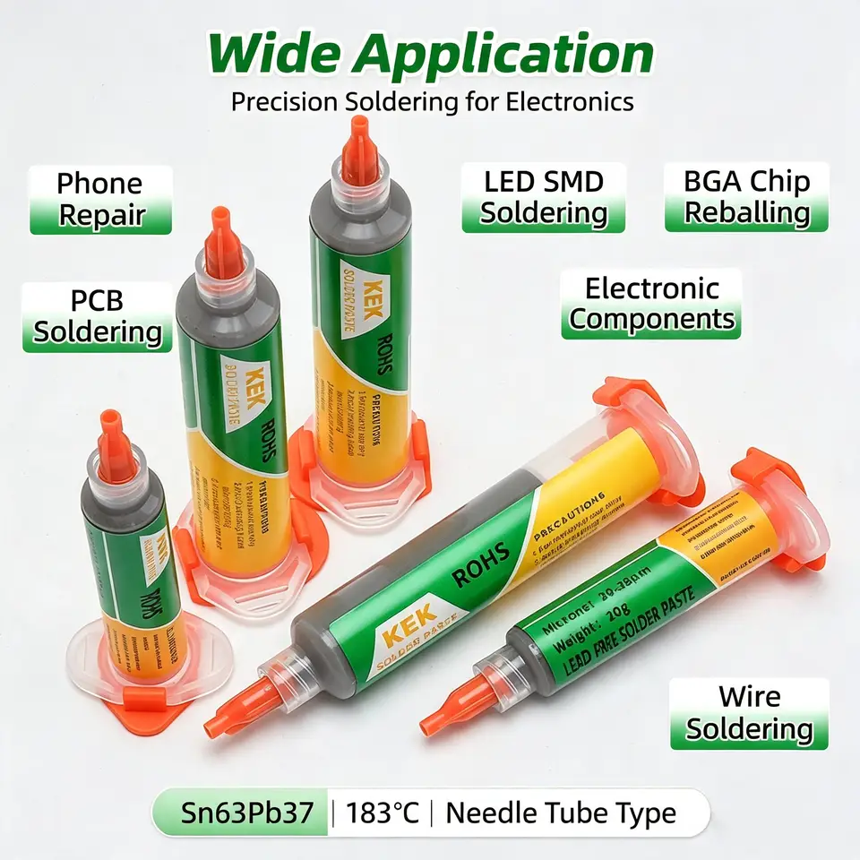 Sn63Pb37 Leaded Solder Paste 183°C Syringe Solder Paste 20g 35g 50g Optional for BGA Reballing Phone PCB Repair image 4