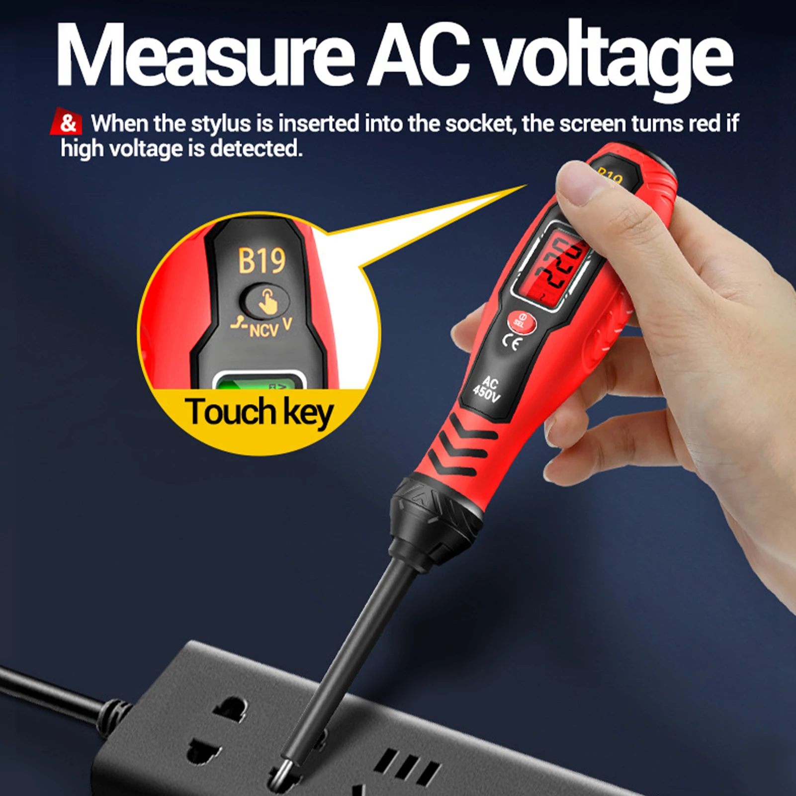Aneng B19 크로스/플랫 지퍼 스크루 드라이버 펜 디지털 테스트 연필 비접촉 감지 30-1000v 전압 버저 브레이크 포인트 테스터