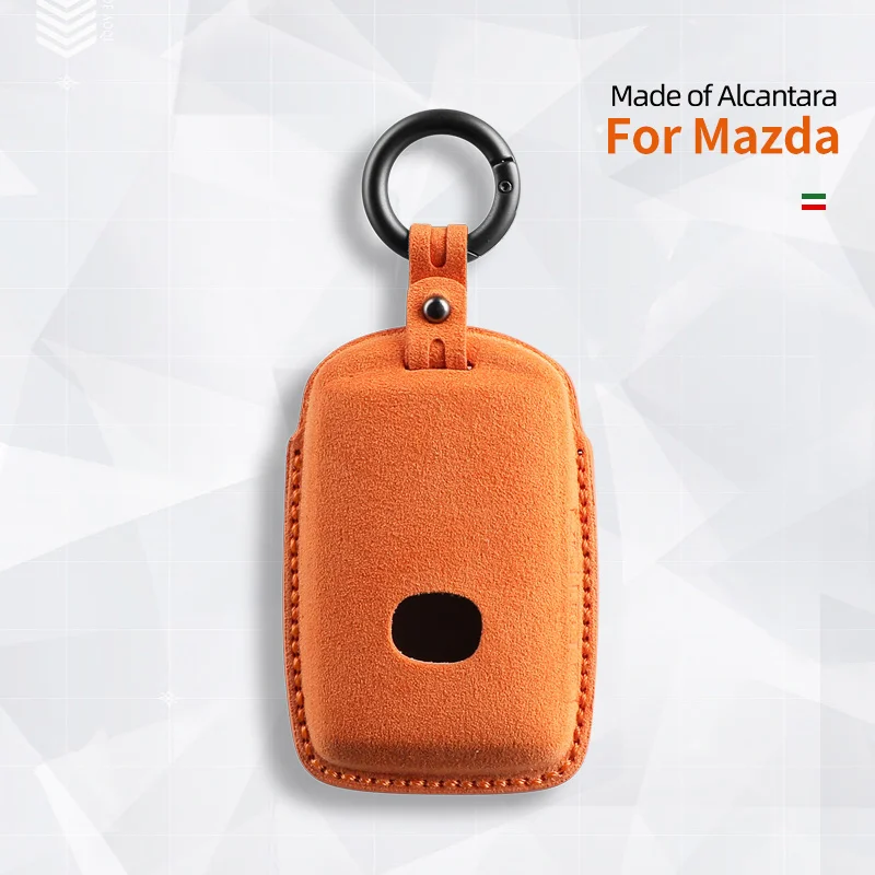 Luxurious Alcantara Suede Car Key Case with Keychain - 4-Button Protector Cover