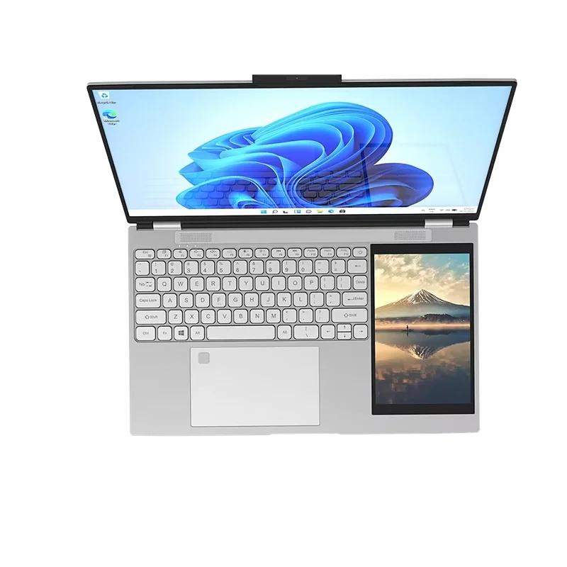 Laptop Dual Screen Intel Celeron N100 15.6''+7'' 32GB DDR4 2TB SSD Fingerprint Unlock HD Camera Backlit Keypad 3.4 GHz Notebook 6