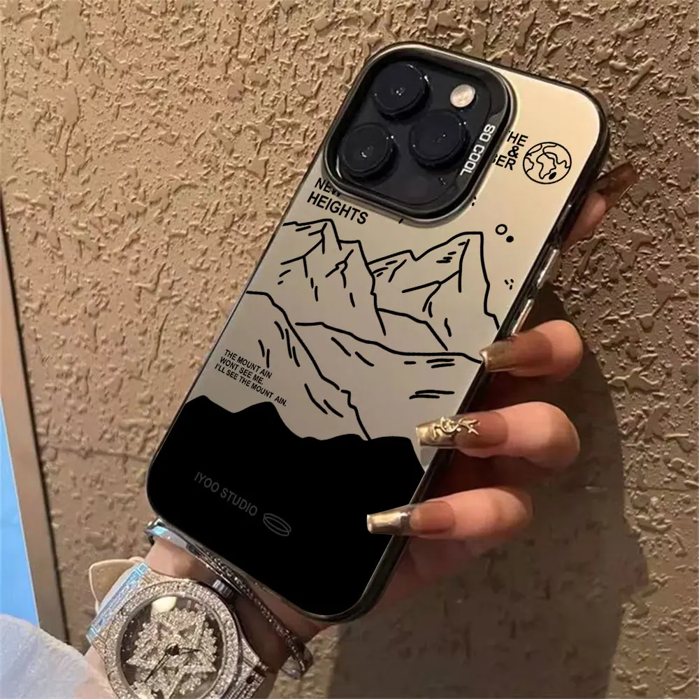 Minimalist Mountain Line Art Shockproof Hard Phone Case