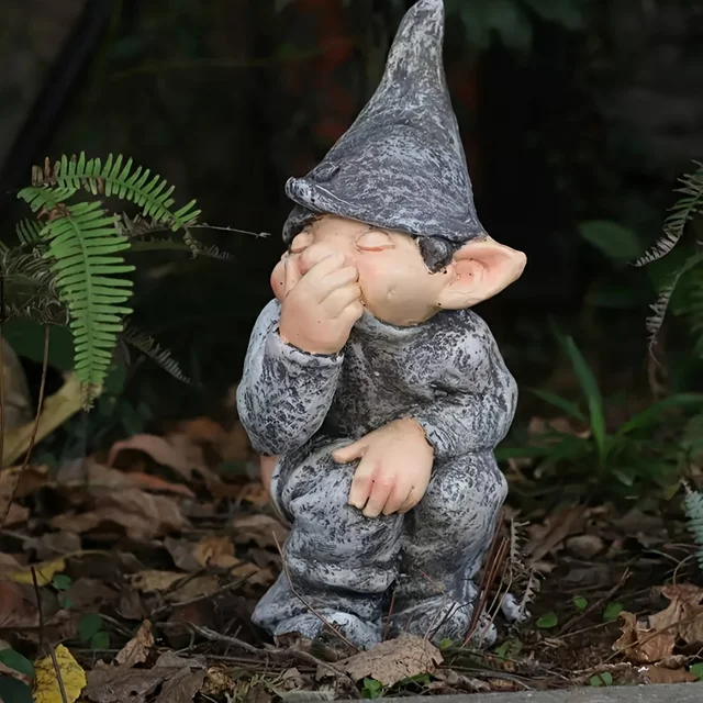 Kültéri Szobor, Szemtelen Knome Figure Gyep Dísz Törpe Szobrászat Terasz Udvari Dekoráció Táj Tornác - Image 3