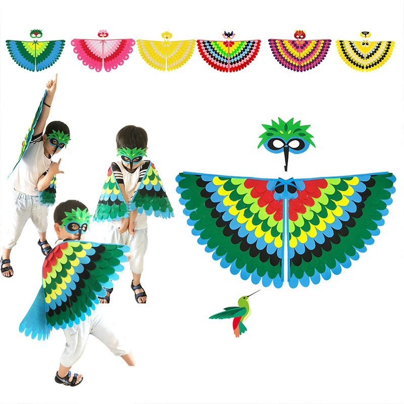 Children's Cosplay Halloween Owl Peacock Cosplay Costumes Party Cloak Animal Bird Wings Cloak Mask Stage Performance Dress Up
