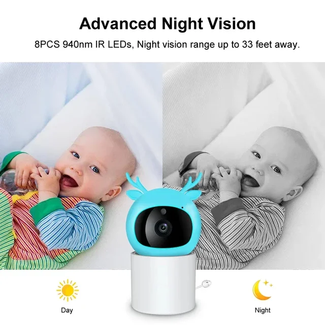 Baby Monitor 720P with 4.3'' IPS Display,Feeding Clock, Infrared  Night Vision, Voice Intercom, VOX Mode,Lullabies, 2-Way Talk 4