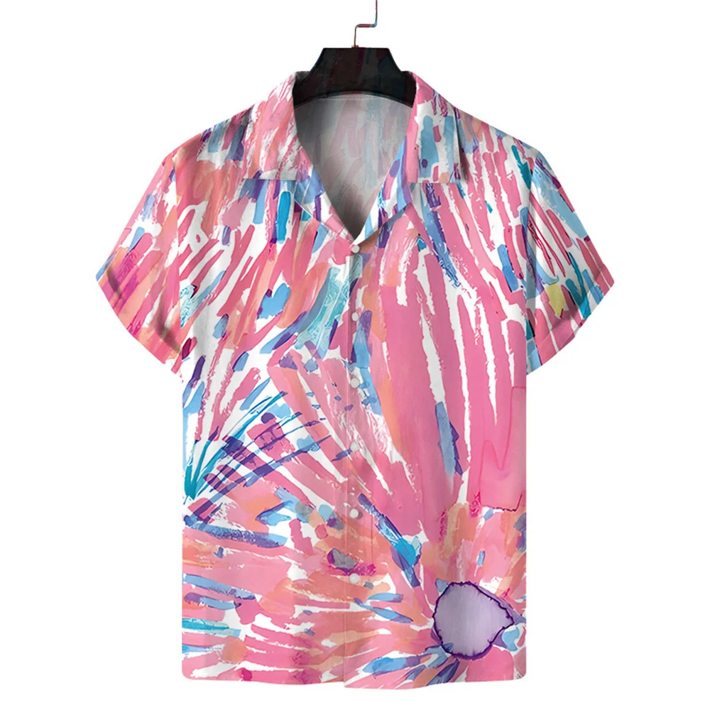 thumbnail image 1 of Camisa hawaiana de manga corta con estampado floral para hombre, camisas de solapa con estampado 3D de verano, camisas Y2k con botones, blusas de playa de gran tamaño, 1 of 5