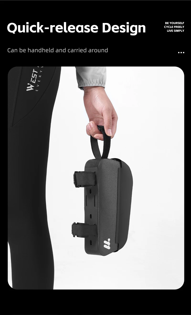 WEST BIKING Magnetische Flip-Fahrrad-Oberrohrtasche 1L Tragbare Wasserdichte Fahrrad-Vorderrahmentasche Fahrrad-Aufbewahrungstasche Fahrradzubehör – Detail 12