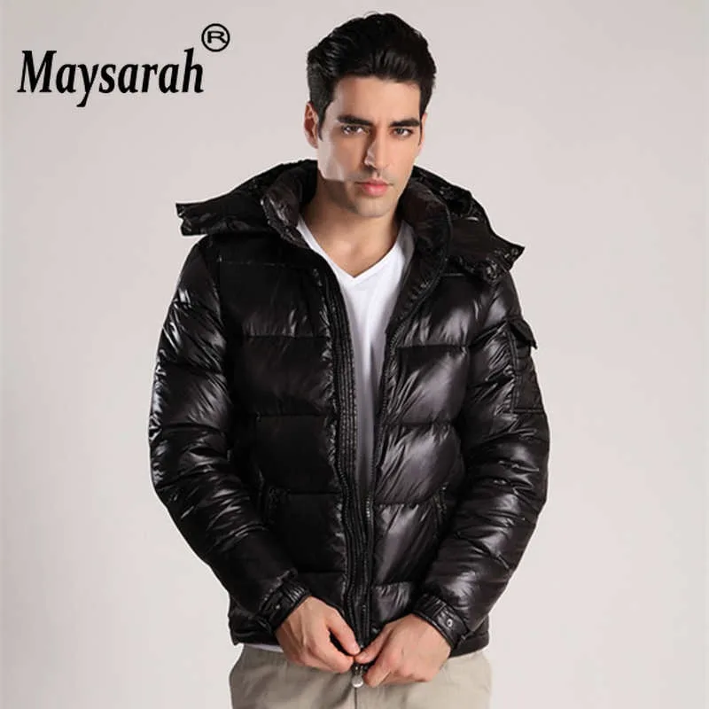 

Classic Detachable Hat White Goose Down Filling Warm Down Jacket Men Hooded Winter Down Jacket Casual Coat Send Dust Bag 02A058