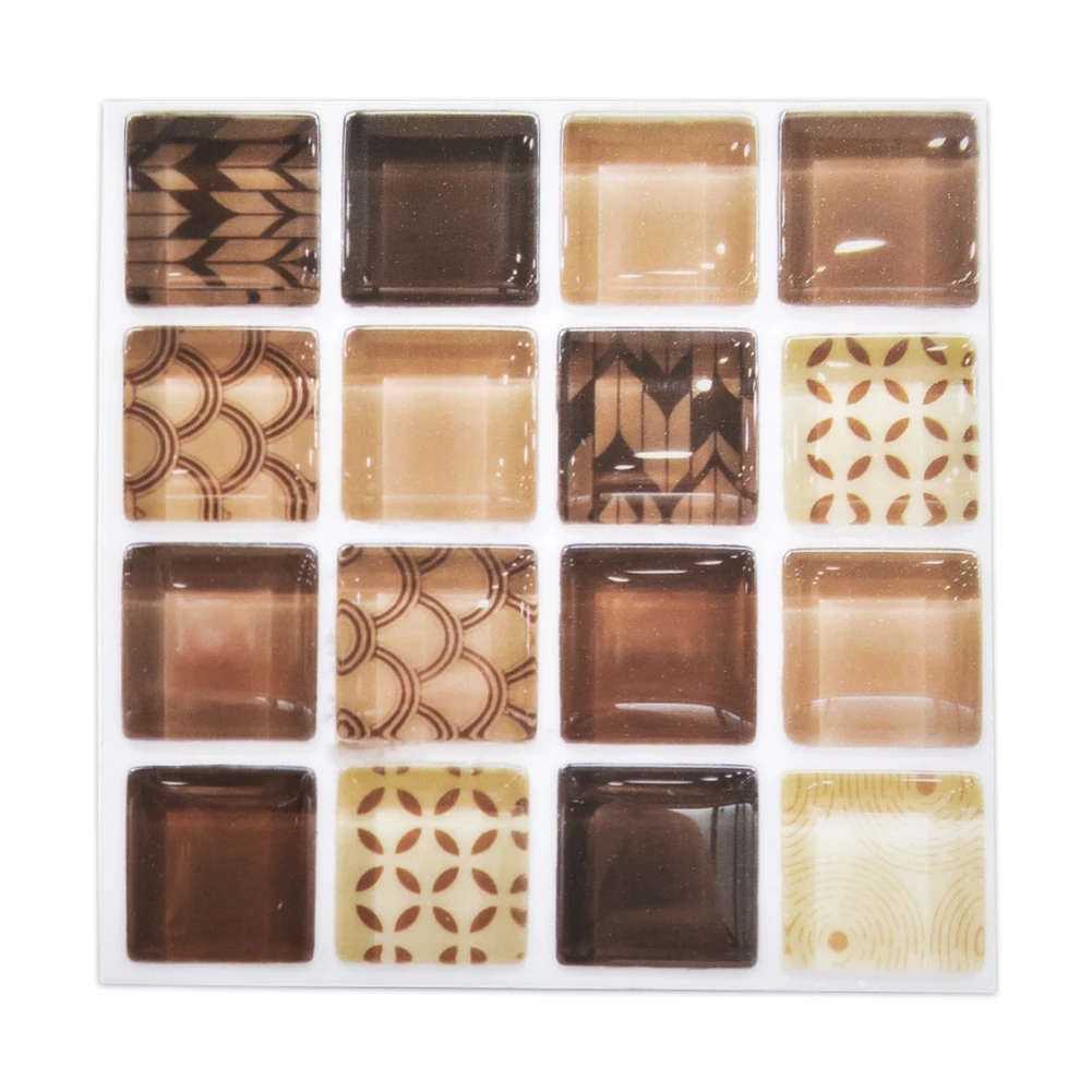 

18pcs Simulation Mosaic Tile Wall Stickers Home Decoration 10*10cm Waterproof Glass Surfaces Moisture-proof Clean Tiles