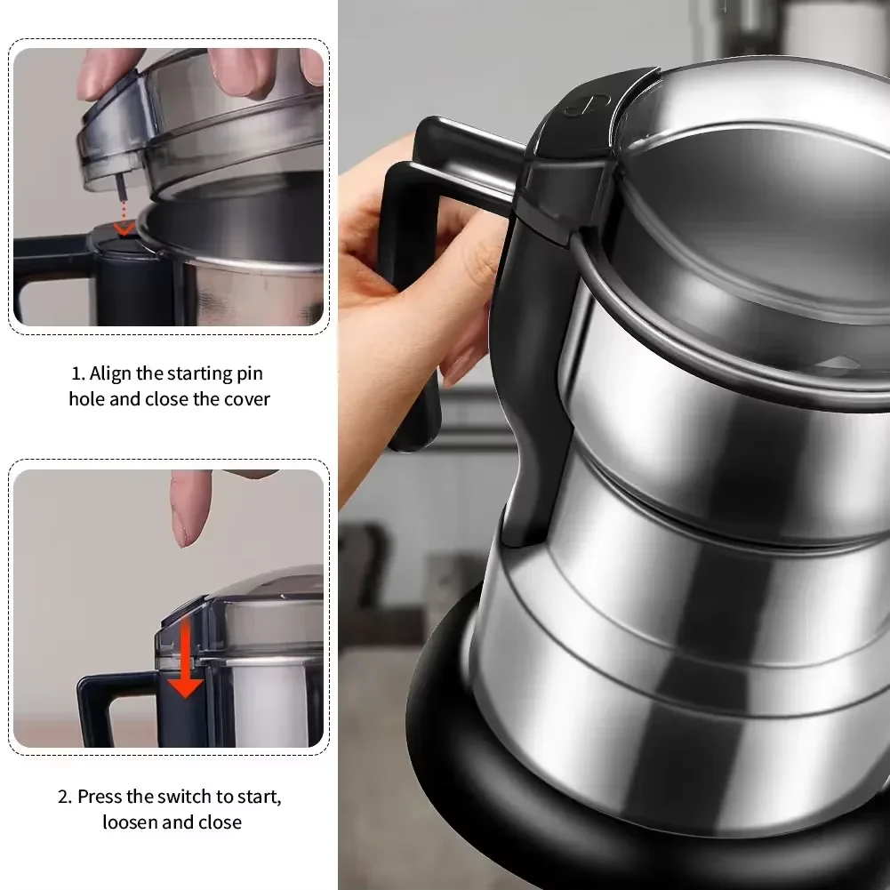 Coffee Grinder High Power Electric Kitchen Cereal Nuts Beans Spices Grains Multifunctional Home