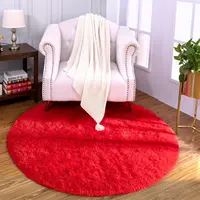 Tapis rouge rond pour chambre d'enfant, tapis en peluche ultra doux, salon moderne, tapis circulaire moelleux, décoration de noël pour chambre d'adolescent 1