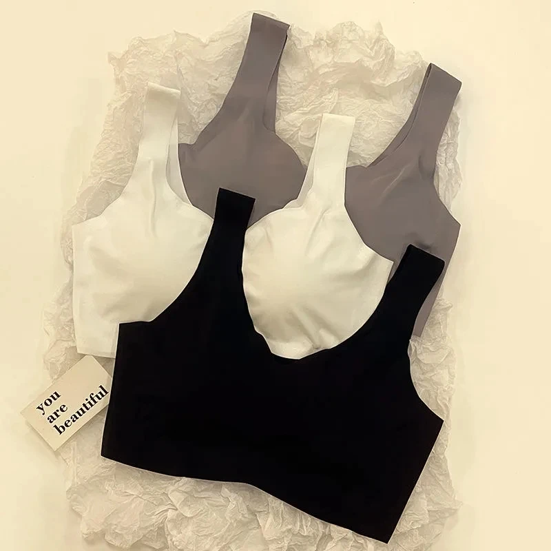 Yasuk Fashion Women Shaper Soft Solid Vest Underwear No Steel Ring Cotton Anti Slip Tank Top Sport Bra Camisole With Chest Pads