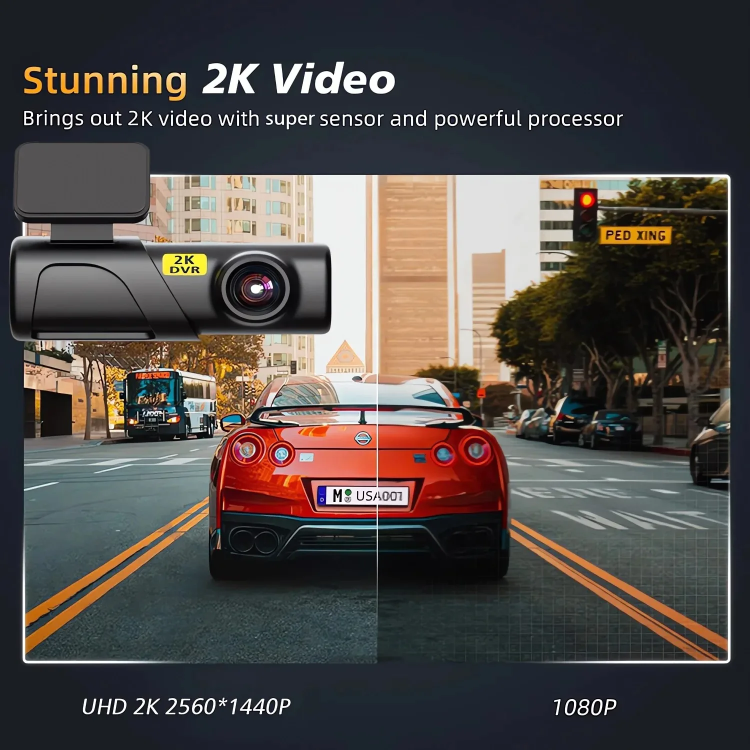 2k 1440P HD WiFi Dash Cam for Car DVR Camera Video Recorder Auto Night VisionWDR Voice Control Wireless 24H Parking Mode