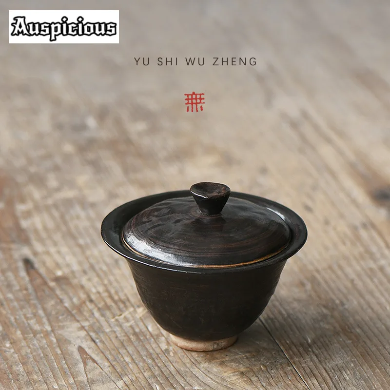 120ml Japanese Coarse Pottery Gaiwan Japanese Tea Lid Set Tea Tureen Brewing Cover Bowl Ceremony Accessories Collection