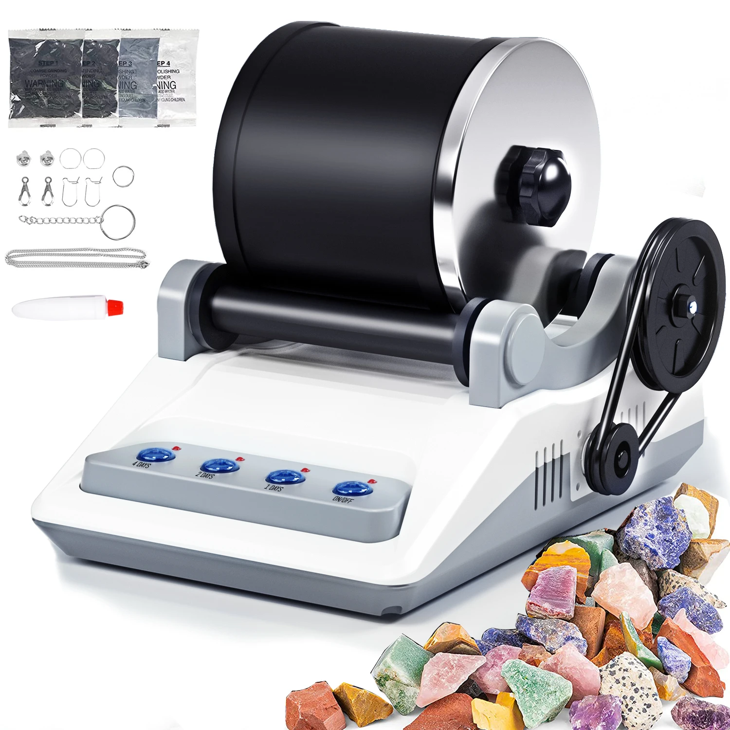 Rock Tumbler Kit DIY Gems Polisher Electric Toy with Button 7 Day