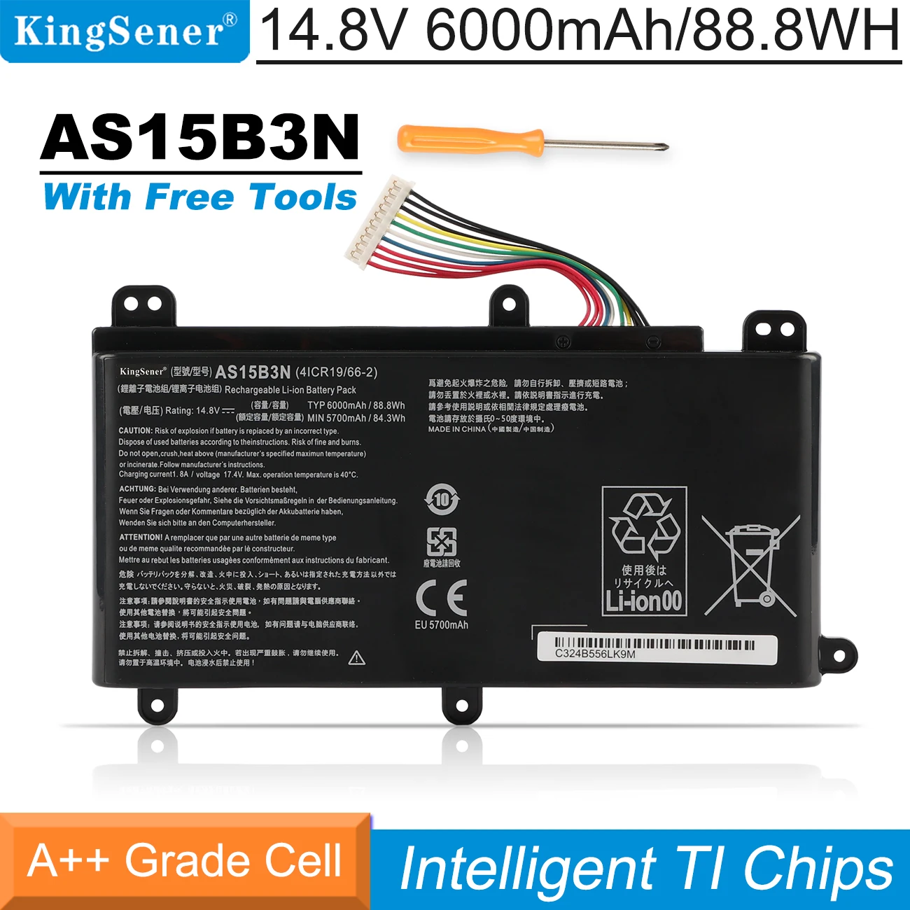 Kingsener 6000mah As15b3n Bateria do Portátil para Acer Predator 17 15 G9591713c 17 G9-792-72s6 Predator 21x Gx21-71 17x Gx-79 G5-79