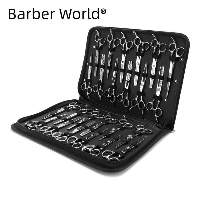 Barber Scissors Storage Case 24 Grids Salon PU Leather Pouch