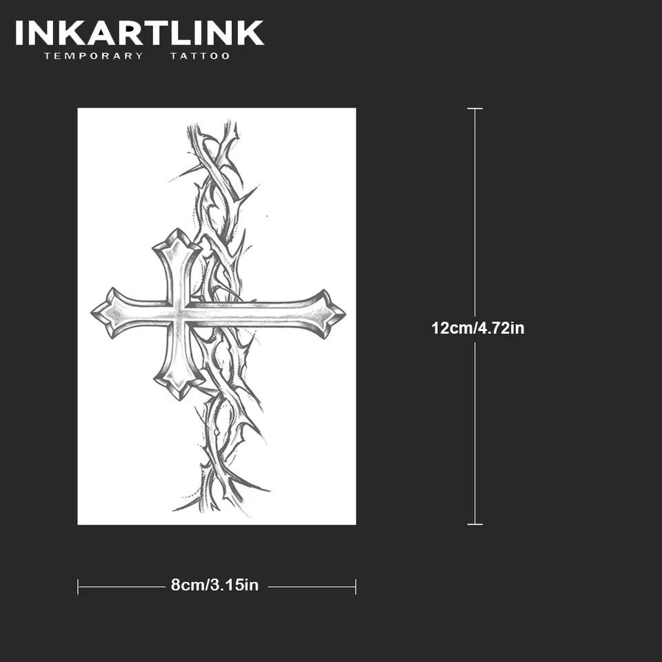 INKARTLINK Patch per tatuaggi con croce di spine | Tatuaggio religioso  gotico | Impermeabile per 15 giorni | Effetto puntura imitazione collo e  braccio - AliExpress, image size:960x960