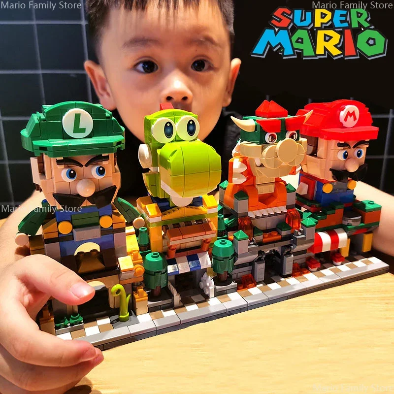 4 W 1 Super Mario Bros Klocki Anime Luigi Yoshi Klocki Lalki Figurka Figurki Klocki Dla Dzieci Montaż Zabawka Prezent