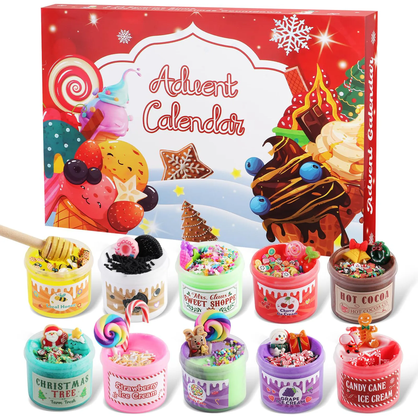 Advent calendar 24 days of slime and kit Christmas countdown calendars gifts slime toys for girls boys kids teens toddlers