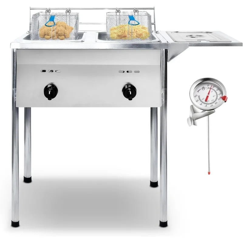 Two Tank Outdoor Deep Fryer with Thermometer